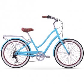sixthreezero Every journey Women's 7-Speed Step-Through Hybrid Cruiser Bicycle, 26 In. Wheels and 17.5 In. Frame, Teal