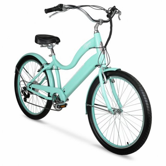 Hyper Bicycles E-Ride Electric Pedal Assist Woman\'s Cruiser Bike, 26\" Wheels, Turquoise