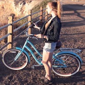 sixthreezero Every journey Women's 7-Speed Step-Through Hybrid Cruiser Bicycle, 26 In. Wheels and 17.5 In. Frame, Teal