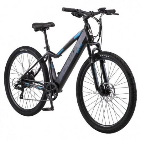 Schwinn Boundary ELECTRIC Mountain Bike, 29-inch wheels, 7 speeds, 250-watt pedal assist motor, black