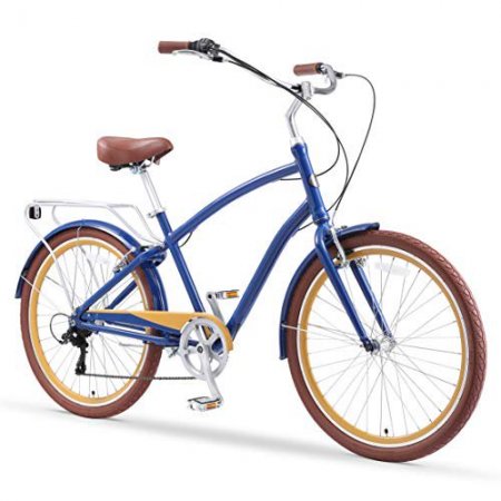 sixthreezero Everyone Men's 26 In. 7-Speed Speed New Sport Hybrid Cruiser Bicycle, Denim Honey