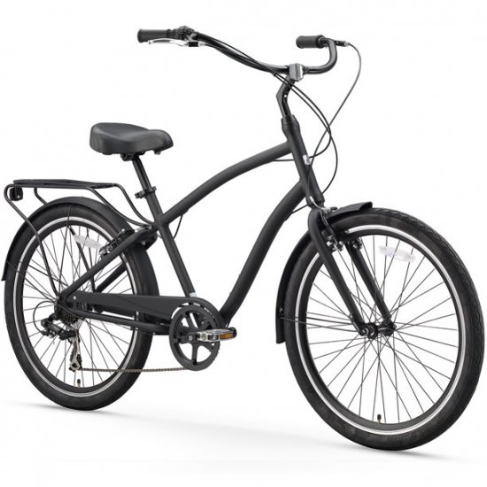 sixthreezero Every Journey Men\'s 7-Speed Hybrid Cruiser Bicycle, 26 In. Wheels, Matte Black