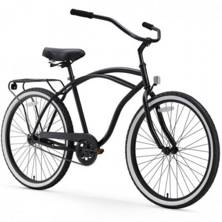 sixthreezero Around the Block Men's Single Speed Beach Cruiser Bicycle with Rear Rack, 26" Wheels, Matte Black