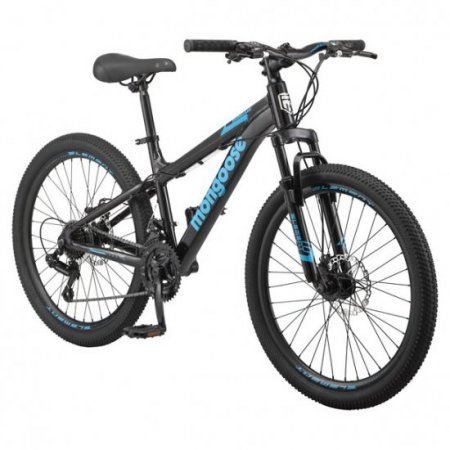 Mongoose Durham Mountain Bike, 21 Speeds, 24-Inch Wheels, Black