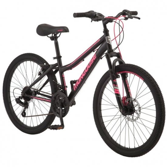 Mongoose Excursion mountain bike 24 In. wheels 21 speeds girls frame black pink