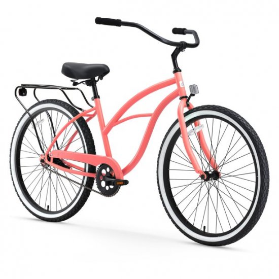 sixthreezero Around The Block Women\'s Single-Speed Beach Cruiser Bicycle, 26 In. Wheels, Coral