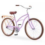 sixthreezero Around the Block Women's 26 In. Single Speed New Beach Cruiser Bicycle with Rear Rack, Lilac Ginger