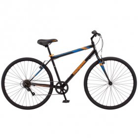 Mongoose Hotshot Hybrid Bike, 7-speed, 700c wheels, Black / Orange