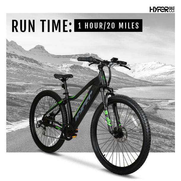 Hyper Bicycles E-Ride Electric Pedal Assist Mountain Bike, 29" Wheels, Black