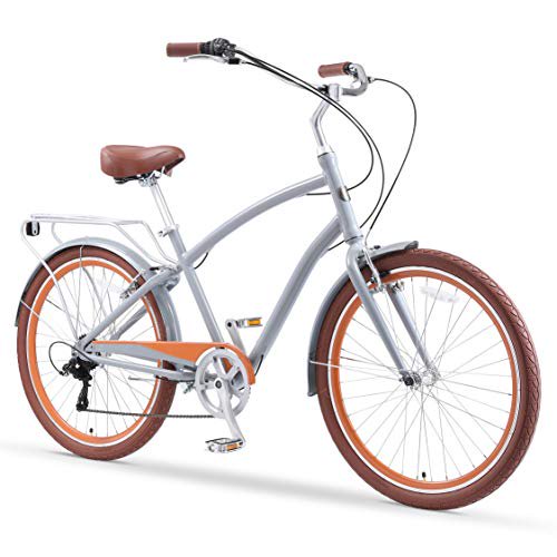 sixthreezero Everyone Men\'s 26 In. 7-Speed New Sport Hybrid Cruiser Bicycle, Ash Amber