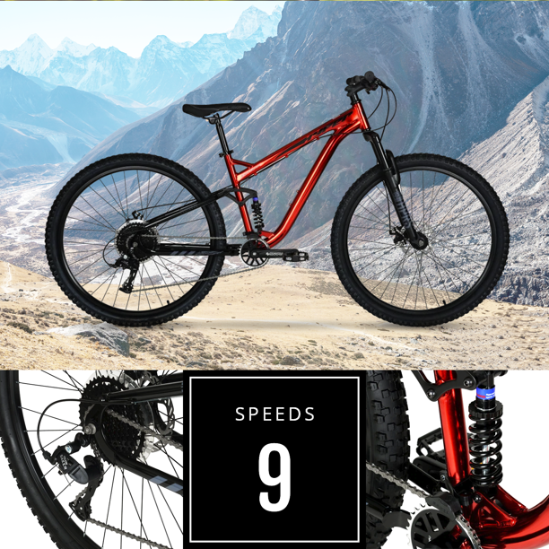 Hyper Bicycles Men's 29" Explorer Dual Suspension Mountain Bike, Red