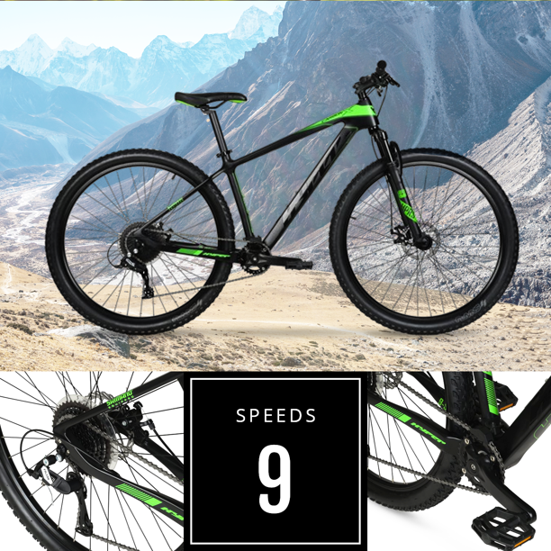 Hyper Bicycles Men's 29" Carbon Fiber Mountain Bike, Black/Green